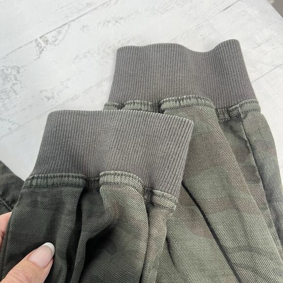 Level 99 Army Green Camo Pants size Large Linen Stretch Joggers Cuffs Drawstring - Picture 6 of 9